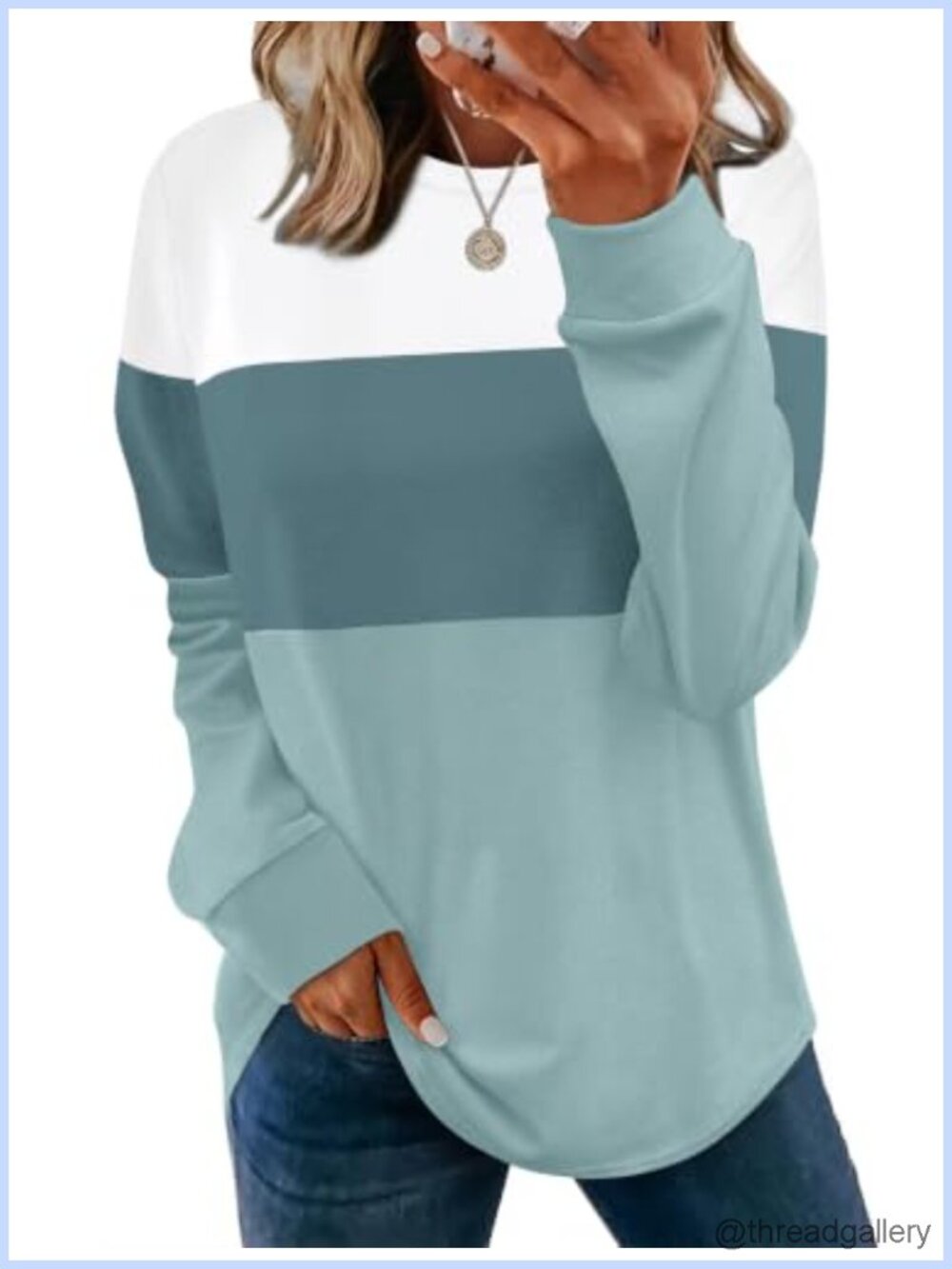 Womens Long Sleeve Tunic Sweatshirt Loose Fit Curved Hem Side Slit